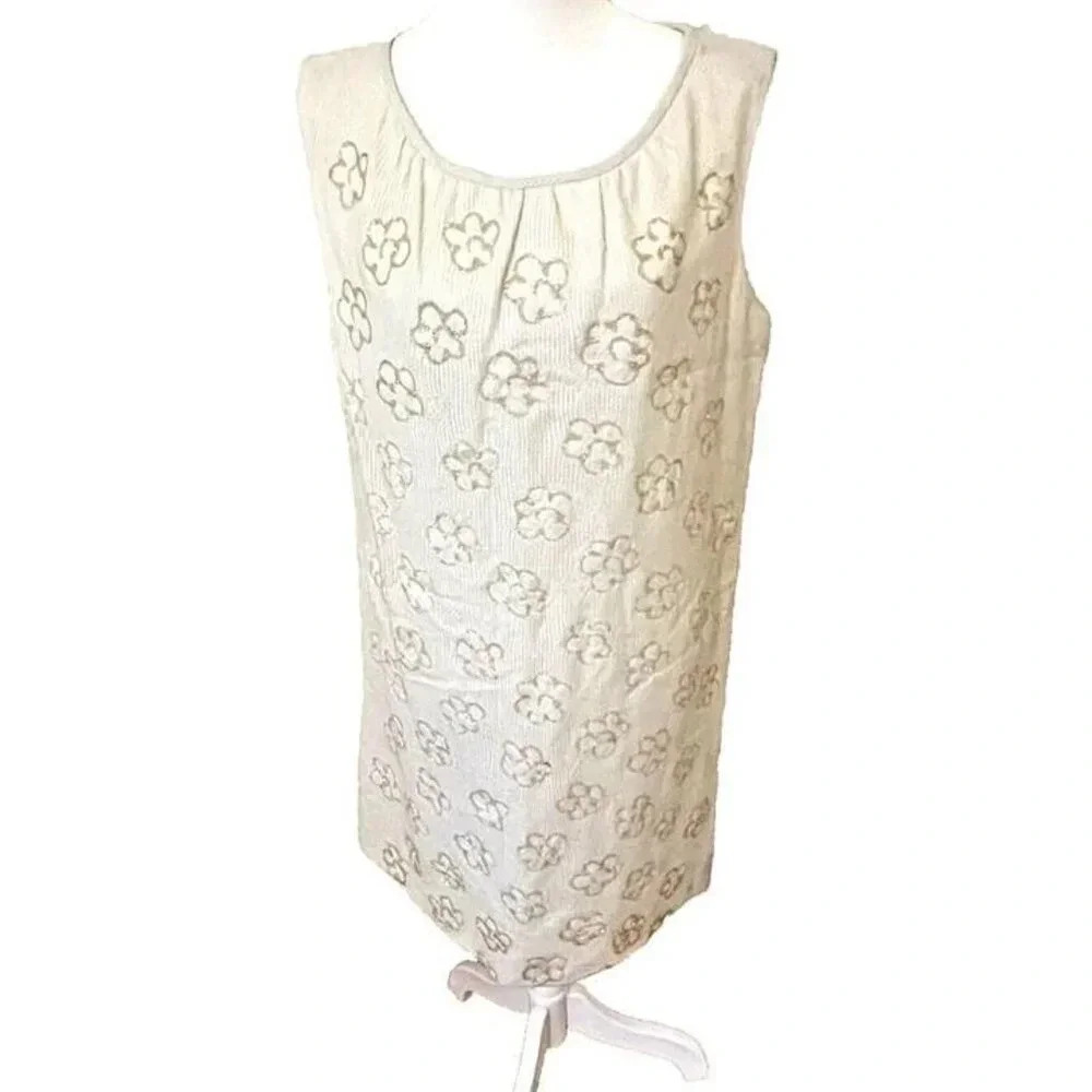 Size 16 Vintage 60s Nelly De Grab Ivory Lace and Embellished Floral Sheath Dress